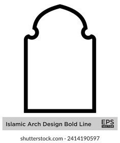 Diseño de arco islámico Línea negrita Contorno de líneas Símbolos de trazo negro lineal Diseño símbolo pictograma ilustración visual
