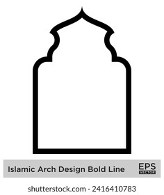 Islamic Arch Design Bold Line Outline Linear Black Stroke silhouettes Design pictogram symbol visual illustration