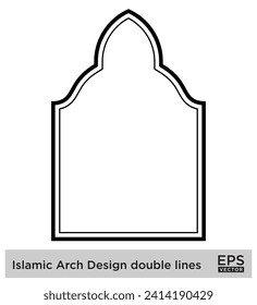 Islamic Arch Design double lines Outline Linear Black Stroke silhouettes Design pictogram symbol visual illustration