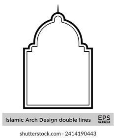 Islamic Arch Design double lines Outline Linear Black Stroke silhouettes Design pictogram symbol visual illustration