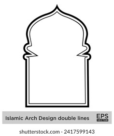 Islamic Arch Design double lines Outline Linear Black Stroke silhouettes Design pictogram symbol visual illustration