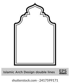 Islamic Arch Design double lines Outline Linear Black Stroke silhouettes Design pictogram symbol visual illustration