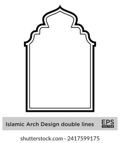 Islamic Arch Design double lines Outline Linear Black Stroke silhouettes Design pictogram symbol visual illustration