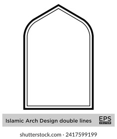 Islamic Arch Design double lines Outline Linear Black Stroke silhouettes Design pictogram symbol visual illustration
