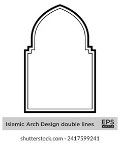 Diseño de arco islámico doble línea Esquema Silhouettes de estropajo negro lineal Diseño pictograma ilustración visual