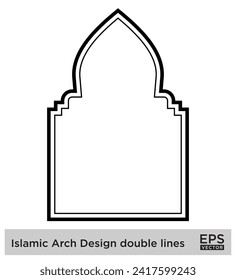 Islamic Arch Design double lines Outline Linear Black Stroke silhouettes Design pictogram symbol visual illustration
