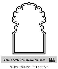 Islamic Arch Design double lines Outline Linear Black Stroke silhouettes Design pictogram symbol visual illustration