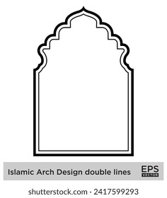 Islamic Arch Design double lines Outline Linear Black Stroke silhouettes Design pictogram symbol visual illustration