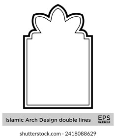 Islamic Arch Design double lines Outline Linear Black Stroke silhouettes Design pictogram symbol visual illustration