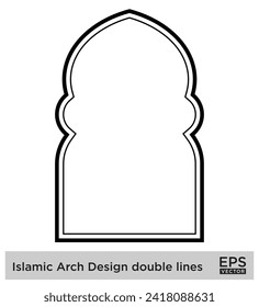 Islamisches Bogendesign mit Doppellinien Lineare Schwarze Schlagzeilen Design Piktogramm-Symbol für visuelle Illustration