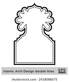 Islamic Arch Design double lines Outline Linear Black Stroke silhouettes Design pictogram symbol visual illustration