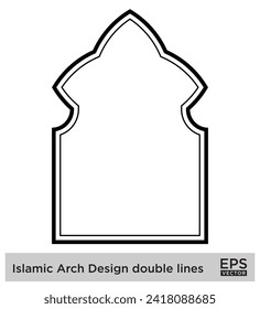 Islamic Arch Design double lines Outline Linear Black Stroke silhouettes Design pictogram symbol visual illustration