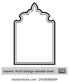 Diseño de arco islámico doble línea Esquema Silhouettes de estropajo negro lineal Diseño pictograma ilustración visual