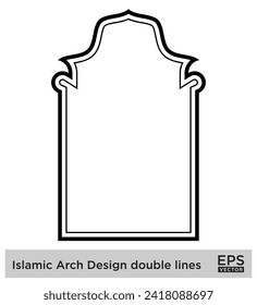 Islamic Arch Design double lines Outline Linear Black Stroke silhouettes Design pictogram symbol visual illustration