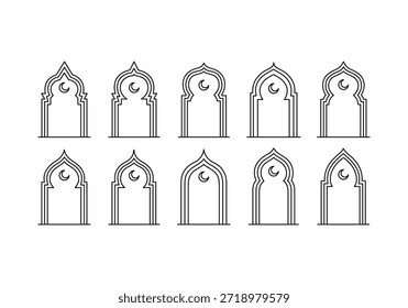 Diseños islámicos de puertas de arco con luna creciente