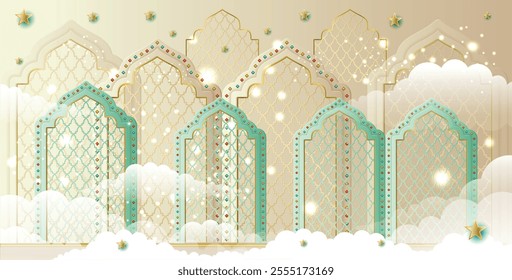 Islamic Arch, Egyptian design Vector Background