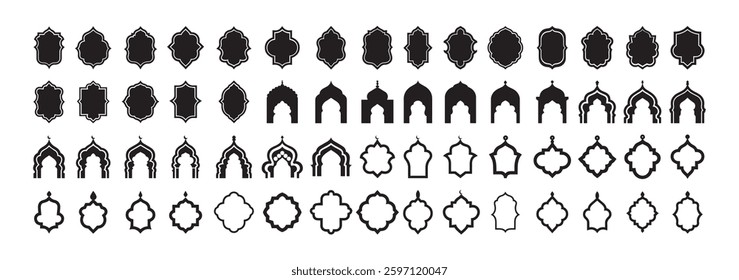 Islamic Arch and Frame Design Set On White Background
