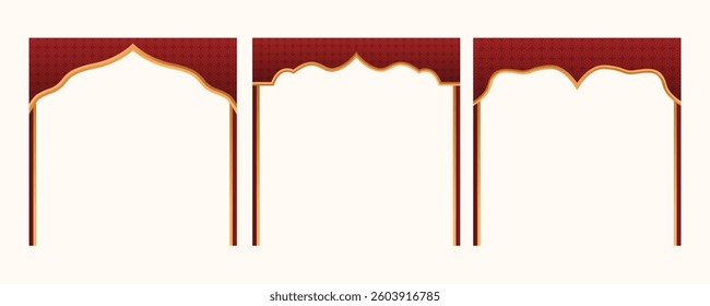 Islamic arch motif with rich colors and a subtle floral repeat, perfect for holiday greetings or invitations.