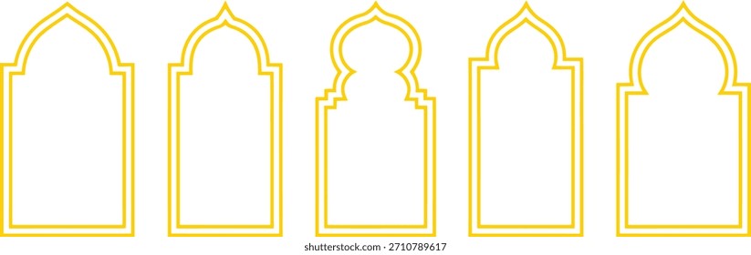 Islamic arch vector design with traditional Arabic patterns, mosque window frames, and Ramadan decoration for greeting cards and digital projects