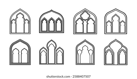 Islamic Arched Window Silhouette Vector