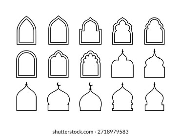 Cúpulas y arcos arquitectónicos islámicos en formato Vector