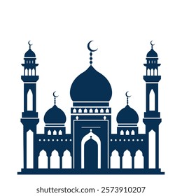 islamic architectural religious building mosque. vector illustration isolated on white background