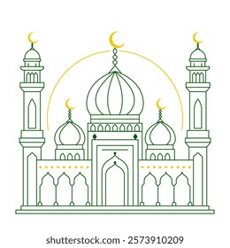 islamic architectural religious building mosque. vector illustration isolated on white background