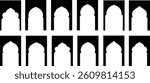 Islamic Architecture Arch Silhouettes for Design Projects vector. Islamic mosque archway, Islamic art. Islamic architecture arch silhouette vector on white background