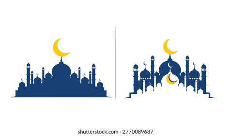 Islamic architecture with crescent moon