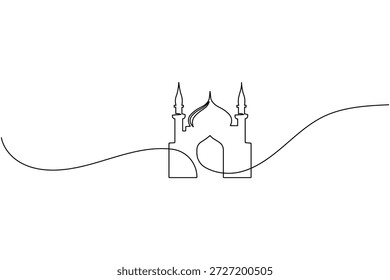 Icono de mezquita de arquitectura islámica Ilustración de esquema de dibujo de arte de una línea continua