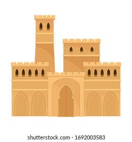 Islamic Architecture with Pointed Arches and Geometric Patterned Ornament Vector Illustration