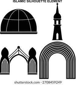 Arquitetura Islâmica Silhueta Elemento Vetor Gráfico para Projetos Religiosos