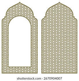 Panel decorativo de arco islámico con adorno geométrico
