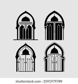 Islamic Archway and Door Design Vector Silhouettes – Traditional Architectural Art