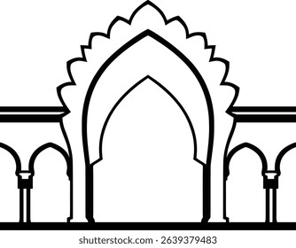 Islamic Archway Vector - Mosque Entrance Outline Design