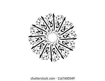 Islamic Art with Arabic Calligraphy letters. Ornaments / Mandala decoration.