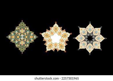 Islamic Art Border and Frame for Inside Cover Prayer Book, Ready add text. Greeting, useful isolated on white background 