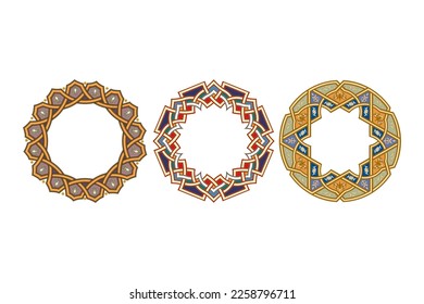 Islamic Art Border and Frame for Inside Cover Prayer Book, Ready add text. Greeting, useful isolated on white background 