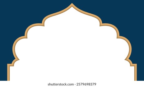 Islamic Art Frame with Golden Border and Dark Blue Background