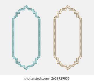 Islamic art frame templates botanical border covers editable text boxes for greeting cards and religious themes