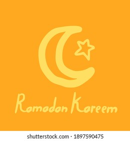 Islamic art illustration of Ramadan kareem ,with natural hand drawn style