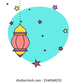 Islamic art Style Background. Symbols of Ramadan Mubarak, Eid Mubarak, Hanging traditional Lanterns, arabic lamps, lanterns moon, star, art vector and illustration
