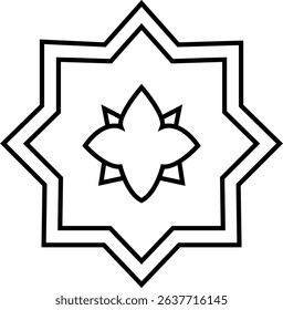 islamic art vector icon, islamic geometric art pattern with traditional mosaic tile and floral ornament decorative tiles Elegant element for design in Eastern style, for invitations greeting cards
