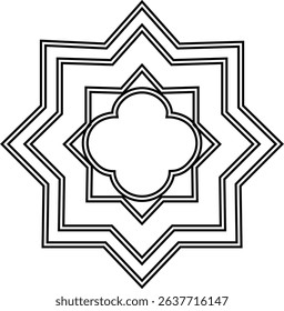 islamic art vector icon, islamic geometric art pattern with traditional mosaic tile and floral ornament decorative tiles Elegant element for design in Eastern style, for invitations greeting cards