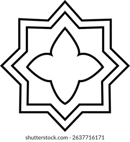 islamic art vector icon, islamic geometric art pattern with traditional mosaic tile and floral ornament decorative tiles Elegant element for design in Eastern style, for invitations greeting cards
