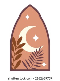 Islamischer Hintergrund auf arabischem Bogen. Boho Stil.