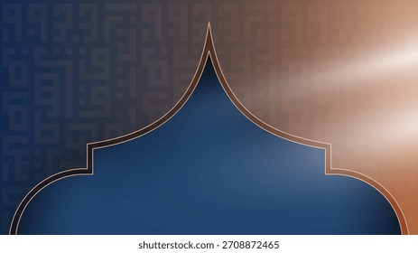 Fundo islâmico com design de letras árabes e design de forma de arco de mesquita. fundo islâmico para campanha de celebração de férias