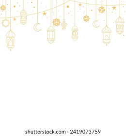 Islamic background with Arabic traditional Ramadan Kareem eastern lanterns garland. vector illustration
