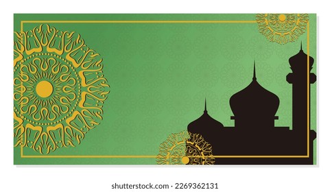 Fondo islámico, con hermoso adorno de mandala. plantilla vectorial para banners, tarjetas de felicitación para festividades islámicas.