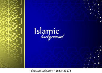 islamic background with blue and gold color combination. vector illustration.